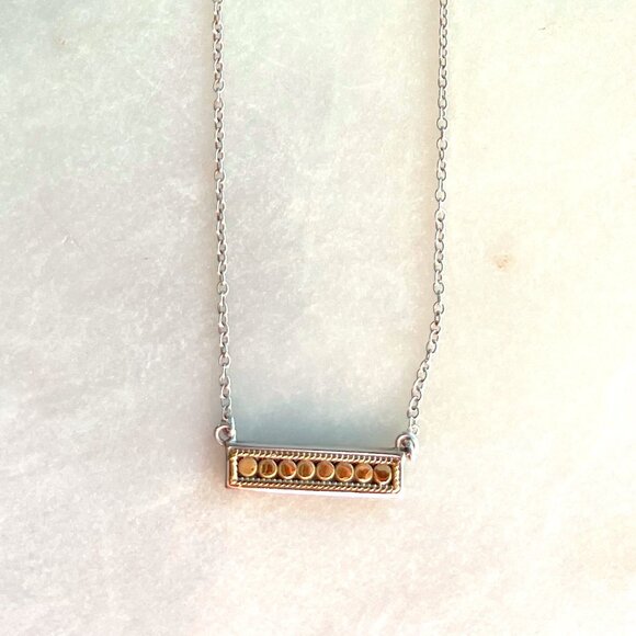 Anna Beck Two-Toned Bar Necklace - Sterling Silver + 18k Gold Vermeil - Picture 1 of 11